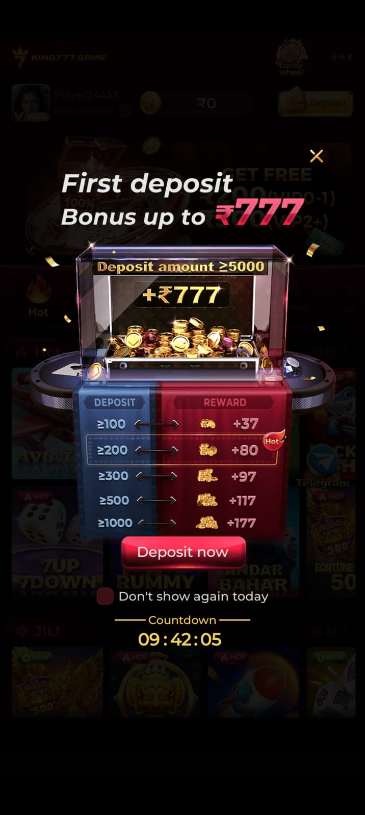 King777 online gaming platform and mobile game interface